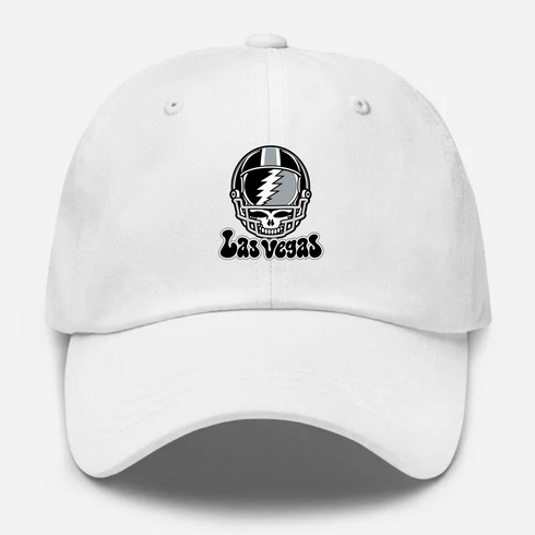 Las Vegas Helmet Stealie Premium Unisex Dad Hat — Las Vegas Raiders — White