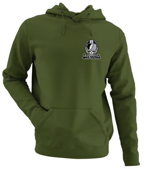 Las Vegas Helmet Stealie Premium Unisex Hoodie — Las Vegas Raiders — Military Green