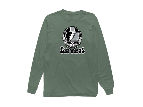 Las Vegas Helmet Stealie Premium Unisex Long-Sleeve — Las Vegas Raiders — Light Green