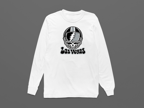 Las Vegas Helmet Stealie Premium Unisex Long-Sleeve — Las Vegas Raiders — White