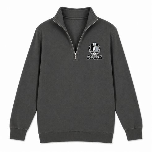 Las Vegas Helmet Stealie Premium Unisex Quarter-Zip — Las Vegas Raiders — Charcoal