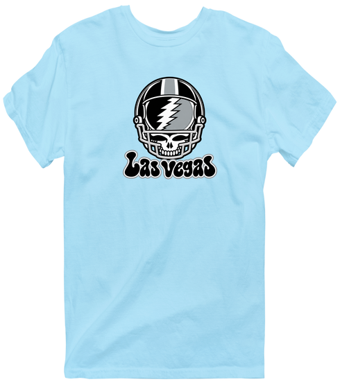 Las Vegas Helmet Stealie Premium Unisex T-Shirt — Las Vegas Raiders — Light Blue