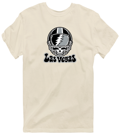 Las Vegas Helmet Stealie Premium Unisex T-Shirt — Las Vegas Raiders — Sand