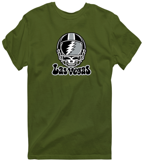 Las Vegas Helmet Stealie Premium Unisex T-Shirt — Las Vegas Raiders — Military Green