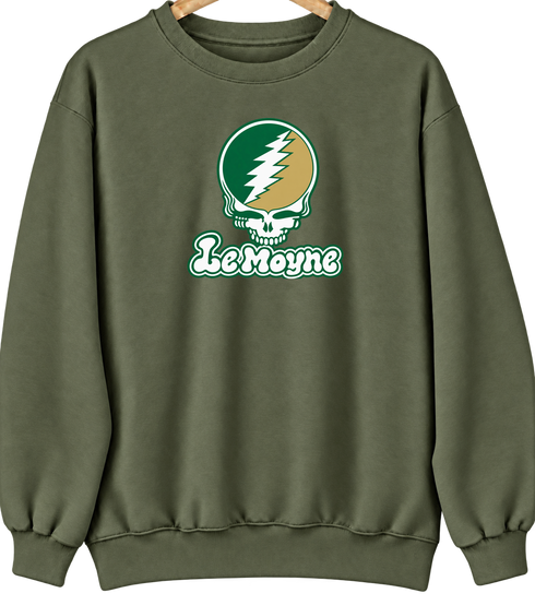 Le Moyne Stealie Premium Unisex Crewneck — Design: Le Moyne College — Military Green