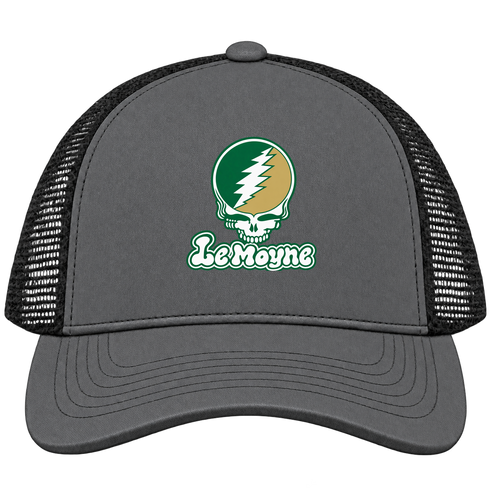 Le Moyne Stealie Premium Unisex Trucker Cap — Design: Le Moyne College — Charcoal/Black