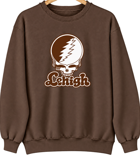 Lehigh Stealie Premium Unisex Crewneck — Design: Lehigh University — Brown