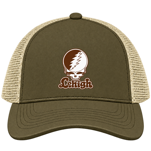 Lehigh Stealie Premium Unisex Trucker Cap — Design: Lehigh University — Moss/Khaki