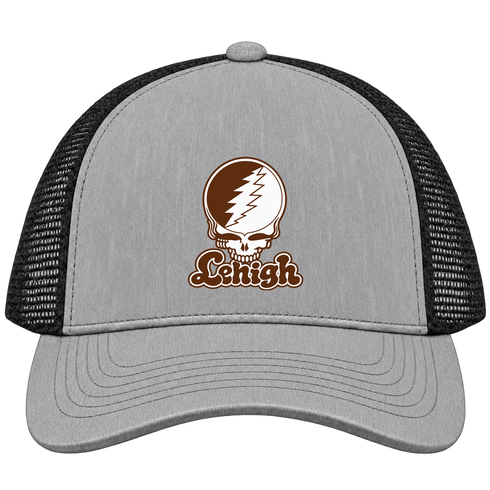 Lehigh Stealie Premium Unisex Trucker Cap — Design: Lehigh University — Heather Grey/Black