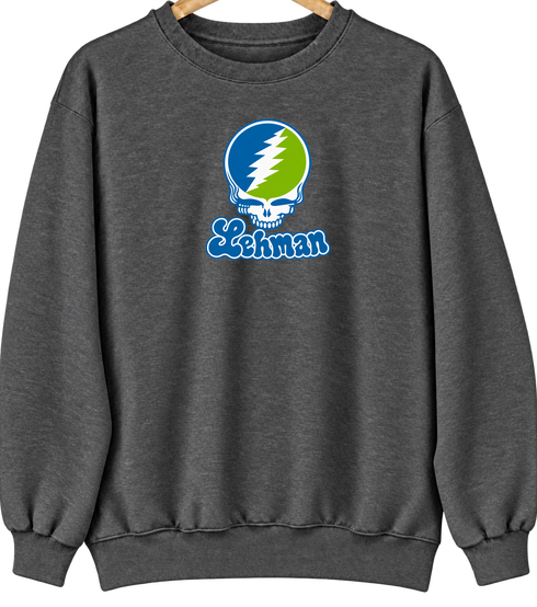 Lehman Stealie Premium Unisex Crewneck — Design: Lehman College — Dark Heather
