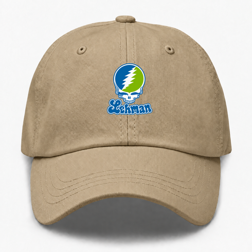 Lehman Stealie Premium Unisex Dad Hat — Design: Lehman College — Khaki