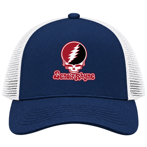 Lenoir Rhyne Stealie Premium Unisex Trucker Cap — Design: Lenoir Rhyne University — Navy/White