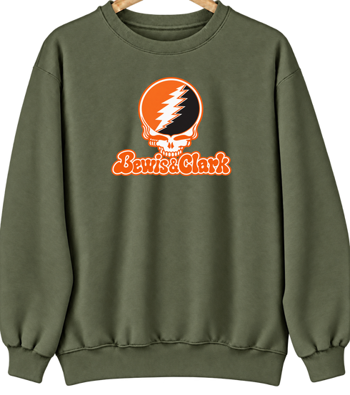 Lewis & Clark Stealie Premium Unisex Crewneck — Design: Lewis & Clark College — Military Green
