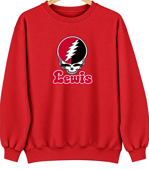 Lewis Stealie Premium Unisex Crewneck — Design: Lewis University — Red
