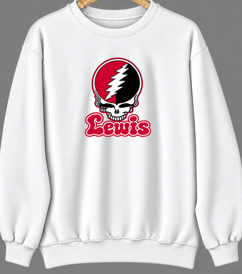 Lewis Stealie Premium Unisex Crewneck — Design: Lewis University — White