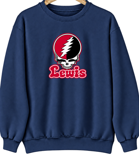Lewis Stealie Premium Unisex Crewneck — Design: Lewis University — Navy