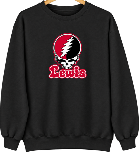 Lewis Stealie Premium Unisex Crewneck — Design: Lewis University — Black