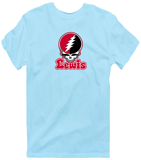 Lewis Stealie Premium Unisex T-Shirt — Design: Lewis University — Light Blue