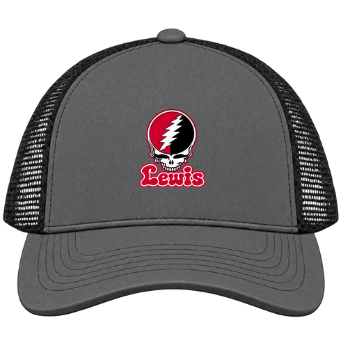 Lewis Stealie Premium Unisex Trucker Cap — Design: Lewis University — Charcoal/Black