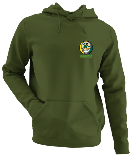 University of Oregon - Premium Grateful Dead Left Chest Hoodie - Military Green