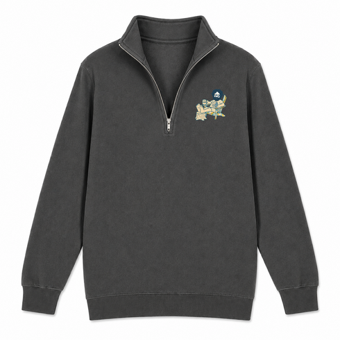 Chillin' Jerry Life is dead. - Premium Grateful Dead Quarter-Zip Pullover - Charcoal - 6