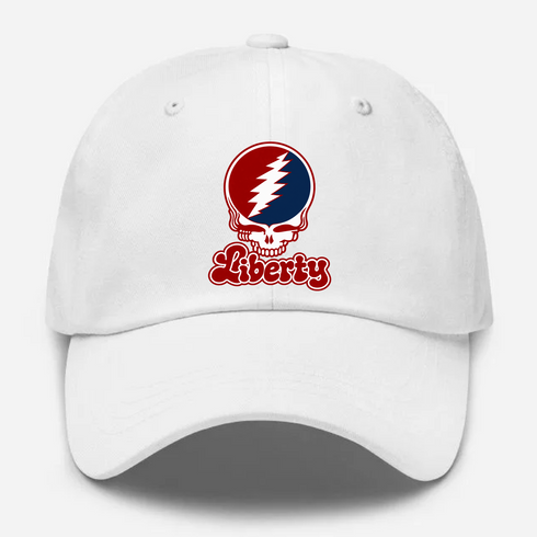 Liberty Stealie Premium Unisex Dad Hat — Design: Liberty University — White
