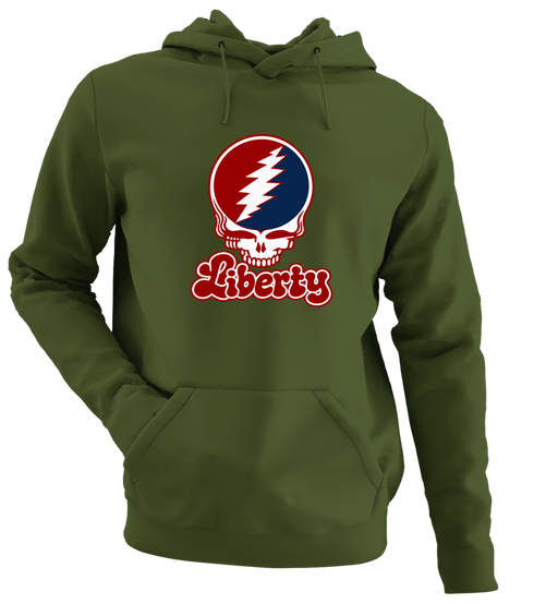 Liberty Stealie Premium Unisex Hoodie — Design: Liberty University — Military Green