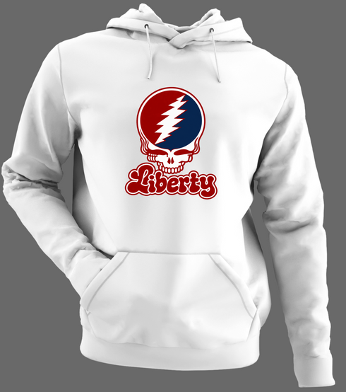 Liberty Stealie Premium Unisex Hoodie — Design: Liberty University — White/Grey