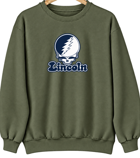 Lincoln Stealie Premium Unisex Crewneck — Design: Lincoln University (MO) — Military Green