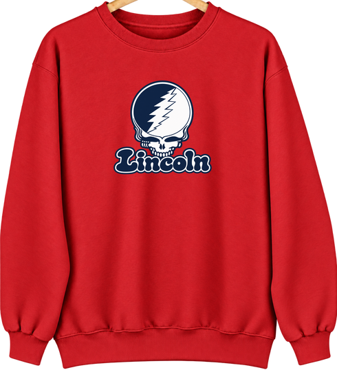 Lincoln Stealie Premium Unisex Crewneck — Design: Lincoln University (MO) — Red
