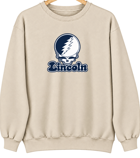 Lincoln Stealie Premium Unisex Crewneck — Design: Lincoln University (MO) — Sand