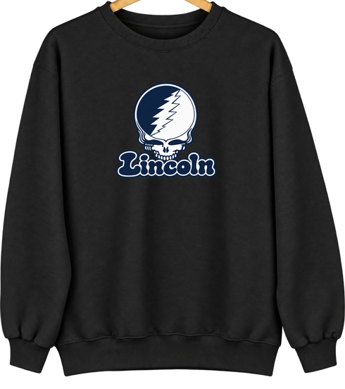 Lincoln Stealie Premium Unisex Crewneck — Design: Lincoln University (MO) — Black