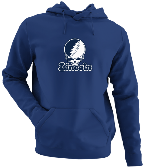 Lincoln Stealie Premium Unisex Hoodie — Design: Lincoln University (MO) — Navy