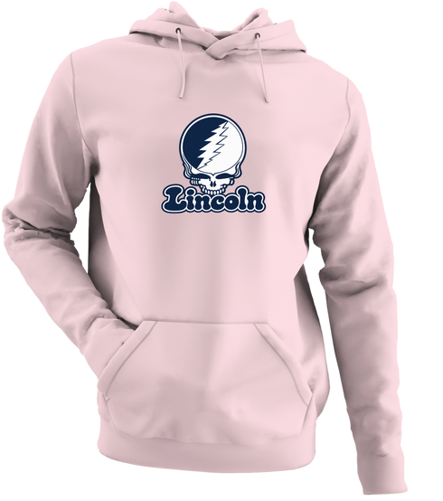 Lincoln Stealie Premium Unisex Hoodie — Design: Lincoln University (MO) — Light Pink