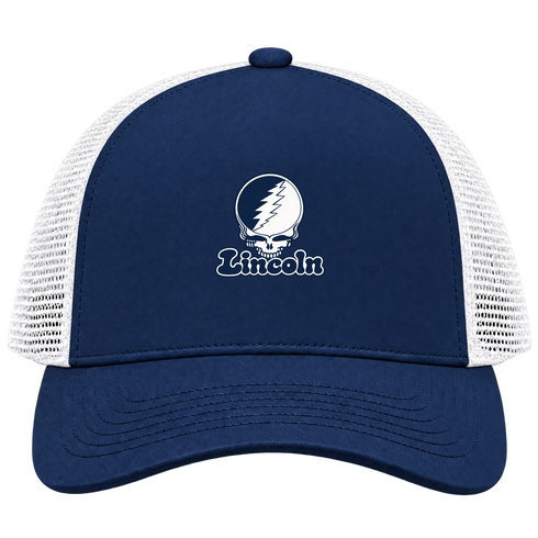 Lincoln Stealie Premium Unisex Trucker Cap — Design: Lincoln University (MO) — Navy/White