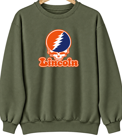 Lincoln Stealie Premium Unisex Crewneck — Design: Lincoln University (PA) — Military Green