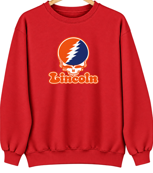 Lincoln Stealie Premium Unisex Crewneck — Design: Lincoln University (PA) — Red