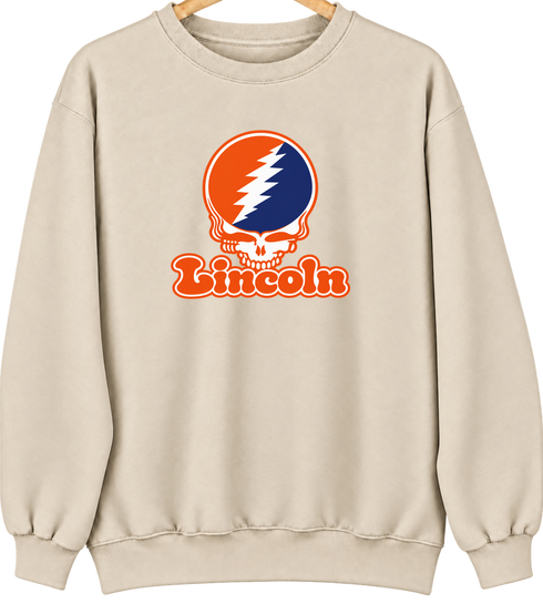 Lincoln Stealie Premium Unisex Crewneck — Design: Lincoln University (PA) — Sand