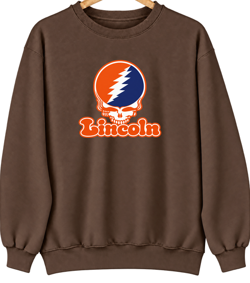 Lincoln Stealie Premium Unisex Crewneck — Design: Lincoln University (PA) — Brown