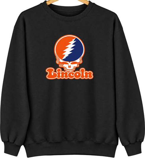 Lincoln Stealie Premium Unisex Crewneck — Design: Lincoln University (PA) — Black