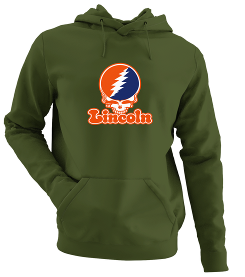 Lincoln Stealie Premium Unisex Hoodie — Design: Lincoln University (PA) — Military Green