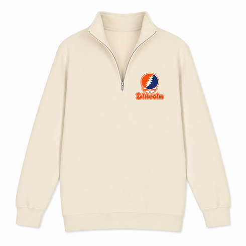 Lincoln Stealie Premium Unisex Quarter-Zip — Design: Lincoln University (PA) — Sand
