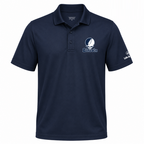 Lincoln Stealie Premium Unisex Polo — Design: Lincoln University (MO) — Navy