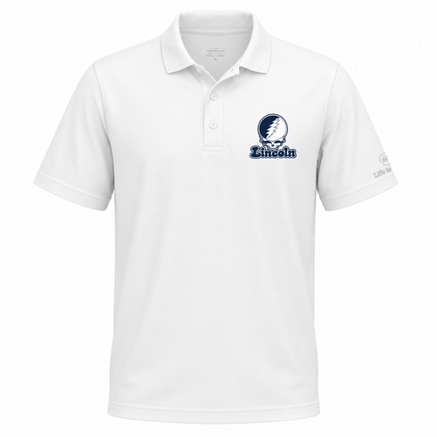 Lincoln Stealie Premium Unisex Polo — Design: Lincoln University (MO) — White