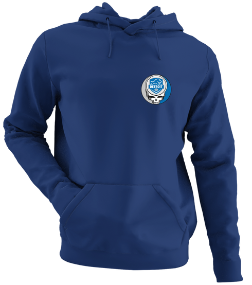 Detroit Football - Premium Grateful Dead Left Chest Hoodie - Navy - 2
