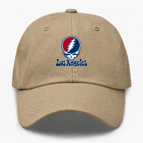 Los Angeles Baseball Stealie Grateful Dead Dad Hat — Los Angeles Angels — Khaki