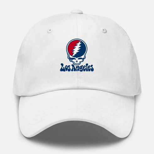 Los Angeles Baseball Stealie Grateful Dead Dad Hat — Los Angeles Angels — White