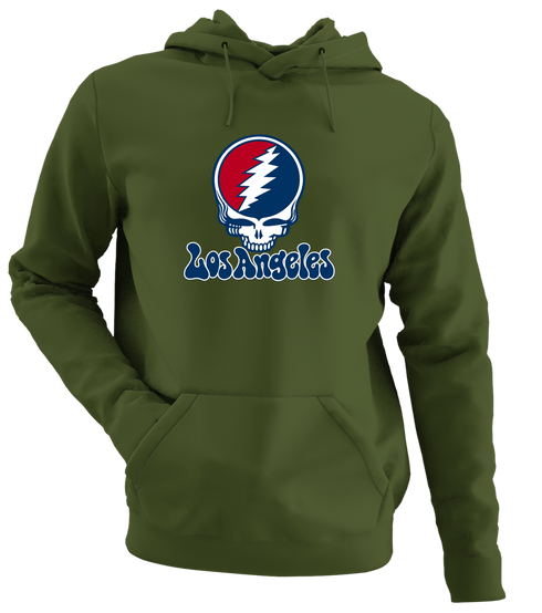 Los Angeles Baseball Stealie Grateful Dead Hoodie — Los Angeles Angels — Military Green