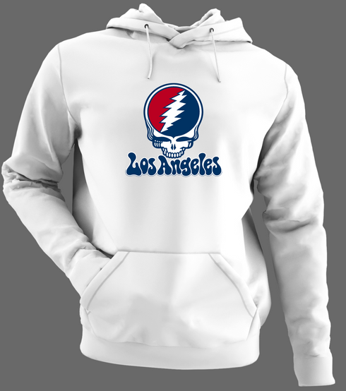 Los Angeles Baseball Stealie Grateful Dead Hoodie — Los Angeles Angels — White/Grey