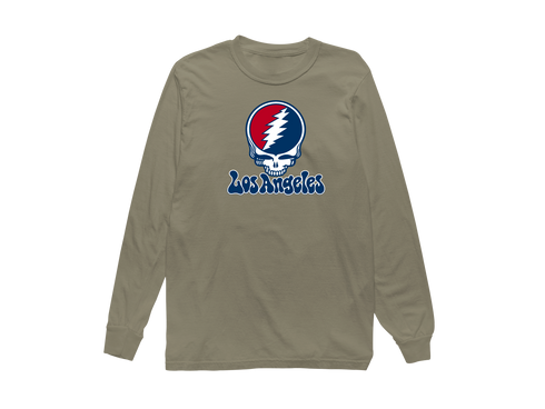 Los Angeles Baseball Stealie Grateful Dead Long-Sleeve — Los Angeles Angels — Sandstone